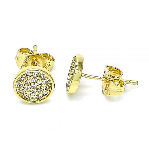 Arete Dormilona 02.156.0547 Oro Laminado, con Micro Pave Blanca, Pulido, Dorado