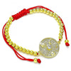 Pulsera Bolo Ajustable 03.368.0040.11 Oro Laminado, Diseño de Ojo Griego y Luna, Diseño de Ojo Griego, con Micro Pave Blanca y Zirconia CubicaBlanca, Pulido, Dorado