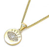 Collares con Dije 04.156.0306.20 Oro Laminado, con Micro Pave Blanca, Pulido, Dorado