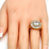 Anillo Multi Piedra 01.205.0010.4.08 Oro Laminado, Diseño de Flor, con Zirconia Cubica Blanca, Pulido, Dorado