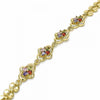 Pulsera Elegante 03.357.0015.1.07 Oro Laminado, con Zirconia Cubica Multicolor, Pulido, Dorado