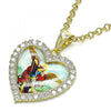 Dije Religioso 05.253.0124 Oro Laminado, Diseño de Angel y Corazon, Diseño de Angel, con Zirconia Cubica Blanca, Pulido, Dorado