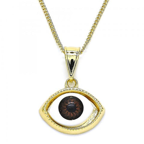 Collares con Dije 04.351.0027.1.20 Oro Laminado, Diseño de Ojo Griego, Pulido, Dorado