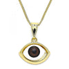 Collares con Dije 04.351.0027.1.20 Oro Laminado, Diseño de Ojo Griego, Pulido, Dorado