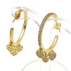 Arete Dormilona 02.341.0111 Oro Laminado, Diseño de Corazon, con Micro Pave Blanca, Pulido, Dorado