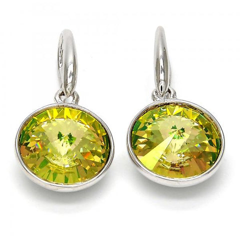 Arete Colgante 02.239.0001.3 Rodio Laminado, con Cristales de Swarovski Luminous Green, Pulido, Rodinado