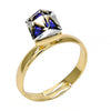 Anillo Multi Piedra 01.239.0003.7 Oro Laminado, con Cristales de Swarovski Bermuda Blue, Pulido, Dorado