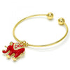 Aro Individual 07.179.0002.1 Oro Laminado, Diseño de Elefante, con Cristal Blanca, Esmaltado Rojo, Dorado