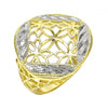 Anillo Elegante 01.99.0096.09 Oro Laminado, Diseño de Flor, Diamantado, Dos Tonos