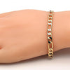 Pulsera Básica 5.222.014.08 Oro Laminado, Diseño de Figaro, Pulido, Dorado