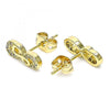 Arete Dormilona 02.342.0108 Oro Laminado, Diseño de Infinito, con Micro Pave Blanca, Pulido, Dorado