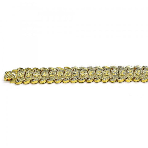 Pulsera Solida 03.100.0072.08 Oro Laminado, Diseño de Flor, Diamantado, Dorado