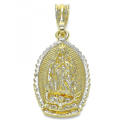 Dije Religioso 05.351.0167 Oro Laminado, Diseño de Guadalupe, Pulido, Dorado