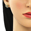 Arete Dormilona 02.156.0628.1 Oro Laminado, Diseño de Corazon, con Micro Pave Granate, Pulido, Dorado