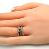 Anillo Multi Piedra 01.210.0045.6.06 Oro Laminado, con Zirconia Cubica Amatista y Blanca, Pulido, Dorado