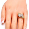 Anillo Multi Piedra 01.210.0055.09 Oro Laminado, Diseño de Flor, con Zirconia Cubica Blanca, Pulido, Dorado
