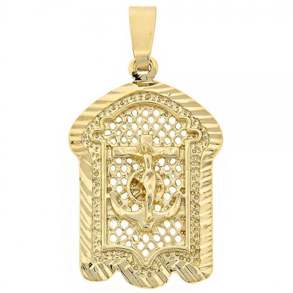 Dije Religioso 5.186.018 Oro Laminado, Diseño de Crucifijo, Diamantado, Dorado