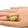 Anillo Multi Piedra 01.241.0054.07 Oro Laminado, Diseño de Flor, con Cristal Blanca, Pulido, Dorado