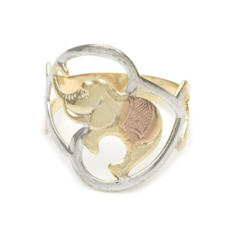 Anillo Elegante 01.02.0003.07 Oro Laminado, Diseño de Elefante, Pulido, Tricolor