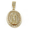 Dije Religioso 5.185.010 Oro Laminado, Diseño de Guadalupe, Diamantado, Dorado