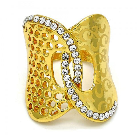 Anillo Multi Piedra 01.241.0011.10 Oro Laminado, con Cristal Blanca, Pulido, Dorado