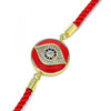 Pulsera Elegante 03.368.0059.2.06 Oro Laminado, Diseño de Ojo Griego, con Micro Pave Zafiro Azul y Blanca, Esmaltado Rojo, Dorado