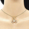 Collares con Dije 04.380.0004.20 Oro Laminado, Diseño de Corazon y Infinito, Diseño de Corazon, con Cristal Blanca, Pulido, Dorado
