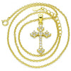 Collares con Dije 04.336.0126.2.16 Plata Rodinada, Diseño de Cruz, con Zirconia Cubica Blanca, Pulido, Dorado
