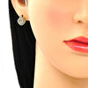 Arete Dormilona 02.156.0472 Oro Laminado, Diseño de Corazon, con Micro Pave Blanca, Pulido, Dorado