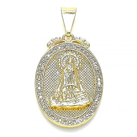 Dije Religioso 05.253.0151 Oro Laminado, Diseño de Caridad del Cobre, con Zirconia Cubica Blanca, Pulido, Dorado