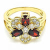 Anillo Multi Piedra 01.365.0001.09 Oro Laminado, con Zirconia Cubica Granate y Blanca, Pulido, Dorado