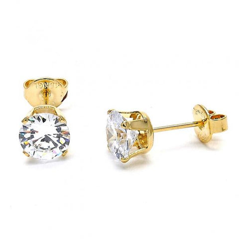 Arete Dormilona 5.128.019 Oro Laminado, con Zirconia Cubica Blanca, Pulido, Dorado
