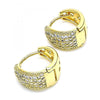 Argolla Huggie 02.210.0579.15 Oro Laminado, con Micro Pave Blanca, Pulido, Dorado