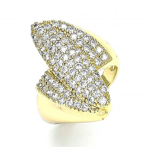 Anillo Multi Piedra 01.266.0042.08 Oro Laminado, con Micro Pave Blanca, Pulido, Dorado
