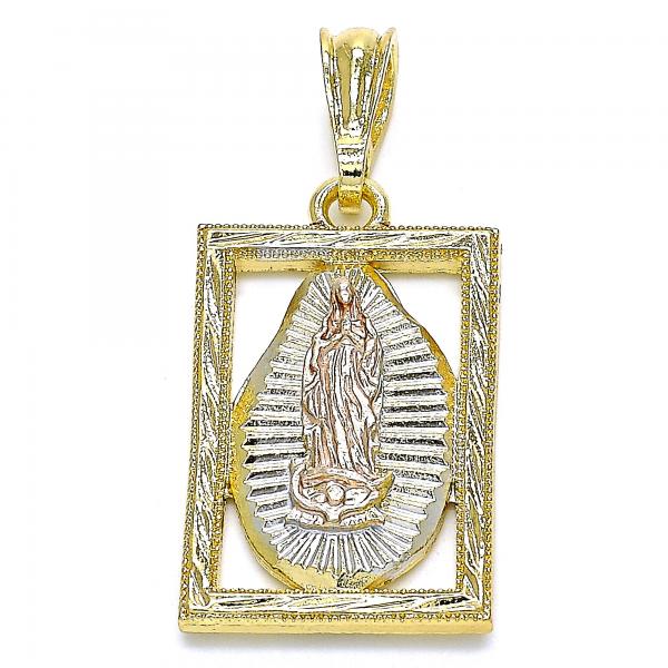 Dije Religioso 05.351.0140.1 Oro Laminado, Diseño de Guadalupe, Pulido, Tricolor