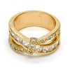 Anillo Multi Piedra 01.210.0045.8.07 Oro Laminado, con Zirconia Cubica Blanca, Pulido, Dorado