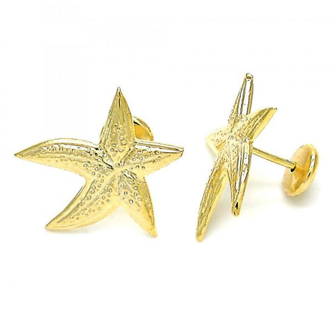 Arete Dormilona 02.09.0169 Oro Laminado, Diseño de Estrella, Pulido, Tono Dorado