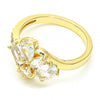 Anillo Multi Piedra 01.221.0008.08 Oro Laminado, Diseño de Gota, con Zirconia Cubica Blanca, Pulido, Dorado