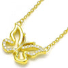 Collares con Dije 04.336.0046.2.16 Plata Rodinada, Diseño de Mariposa, con Zirconia Cubica Blanca, Pulido, Dorado