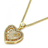 Collares con Dije 04.156.0462.1.20 Oro Laminado, Diseño de Corazon y Arco, Diseño de Corazon, con Micro Pave Granate, Pulido, Dorado
