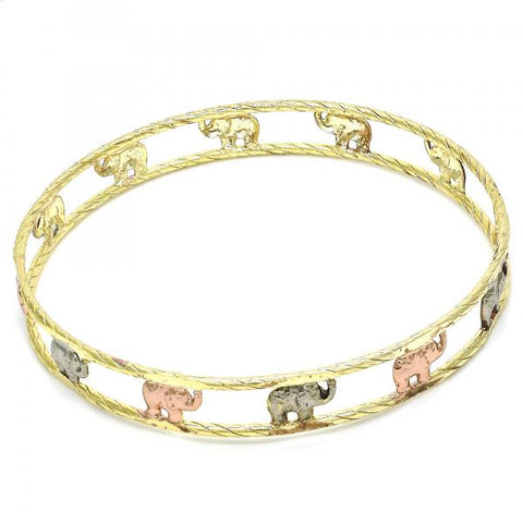 Aro Individual 5.261.004.06 Chapa de Oro, Diseño de Elefante, Diamantado, Tricolor