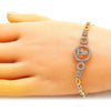 Pulsera Elegante 03.283.0158.07 Oro Laminado, Diseño de Corona y Gota, Diseño de Corona, con Zirconia Cubica Blanca y Micro PaveBlanca, Pulido, Dorado