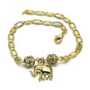Pulsera de Dije 03.63.2076.08 Oro Laminado, Diseño de Elefante, con Cristal Blanca, Pulido, Dorado