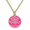Collares con Dije 04.362.0032.2.20 Oro Laminado, Diseño de Ojo Griego y Estrella, Diseño de Ojo Griego, con Micro Pave Blanca, Esmaltado Rosado Oscuro, Dorado