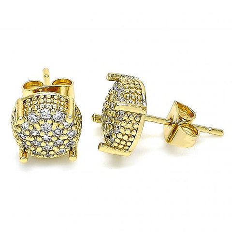 Arete Dormilona 02.344.0084 Oro Laminado, con Micro Pave Blanca, Pulido, Dorado