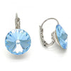 Arete Gancho Frances 02.239.0005 Rodio Laminado, con Cristales de Swarovski Light Turquoise, Pulido, Rodinado