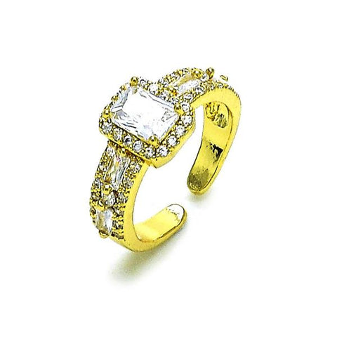 Anillo Multi Piedra 01.341.0105 Oro Laminado, Diseño de Baguette, con Zirconia Cubica Blanca y Micro PaveBlanca, Pulido, Dorado