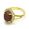 Anillo Multi Piedra 01.284.0068.07 Oro Laminado, con  Onix Negro y Micro PaveBlanca, Pulido, Dorado