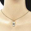 Collares con Dije 04.156.0405.20 Oro Laminado, Diseño de Ojo Griego, con Micro Pave Zafiro Azul y Blanca, Pulido, Dorado