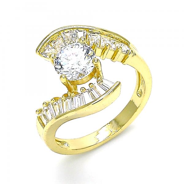 Anillo Multi Piedra 01.283.0018.08 Oro Laminado, con Zirconia Cubica Blanca, Pulido, Dorado